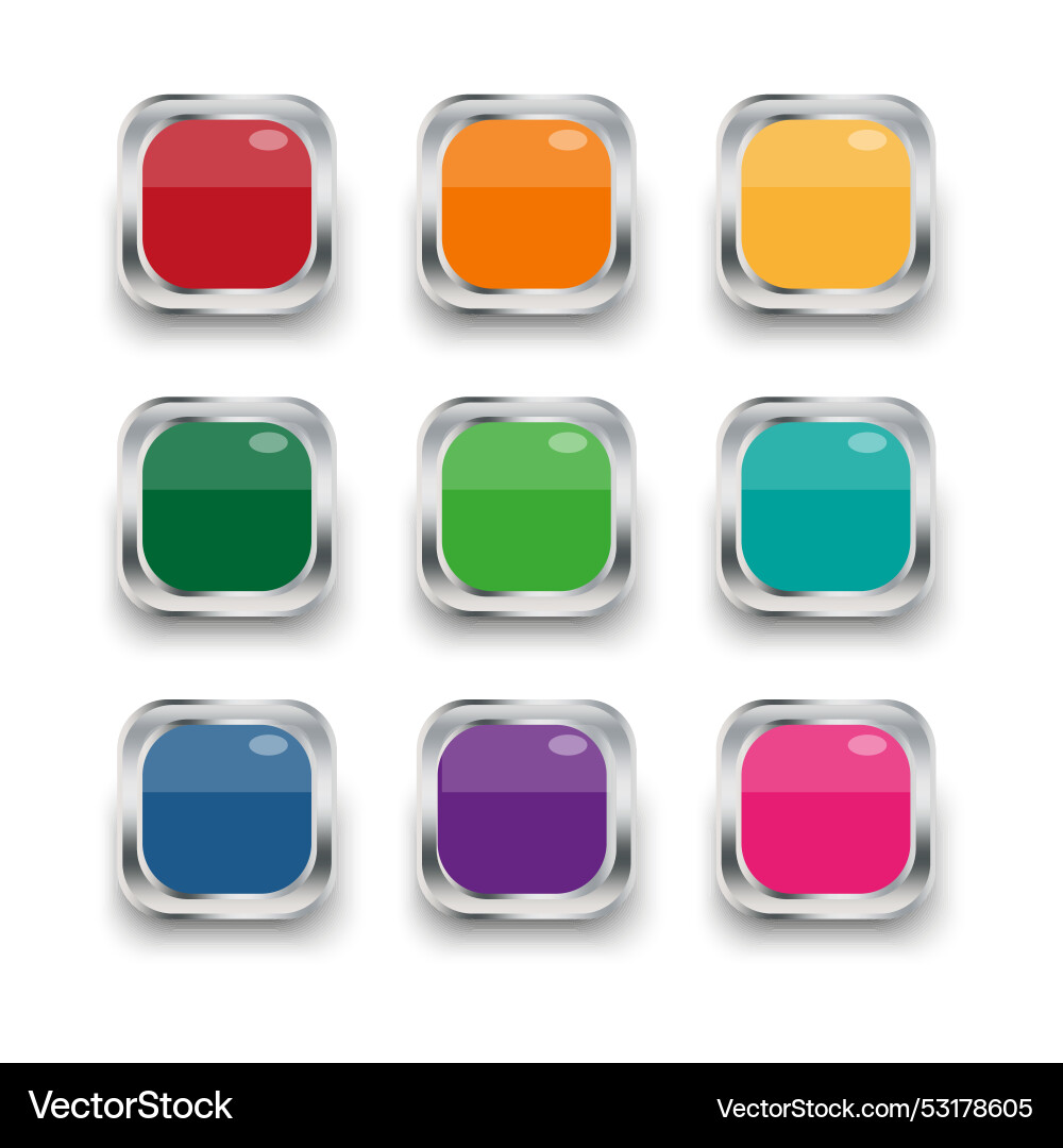Square colored three-dimensional buttons Square colored three-dimensional buttons vector image