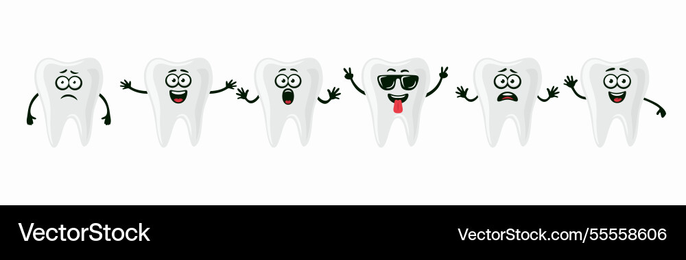 Adorable tooth characters showing different Adorable tooth characters showing different vector image