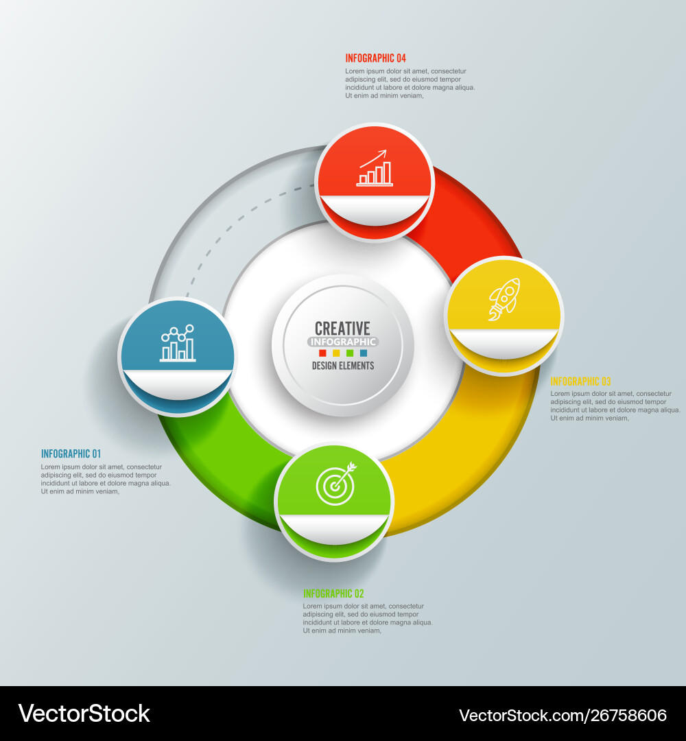 Circular Infographic Template - Four Steps Vector Image
