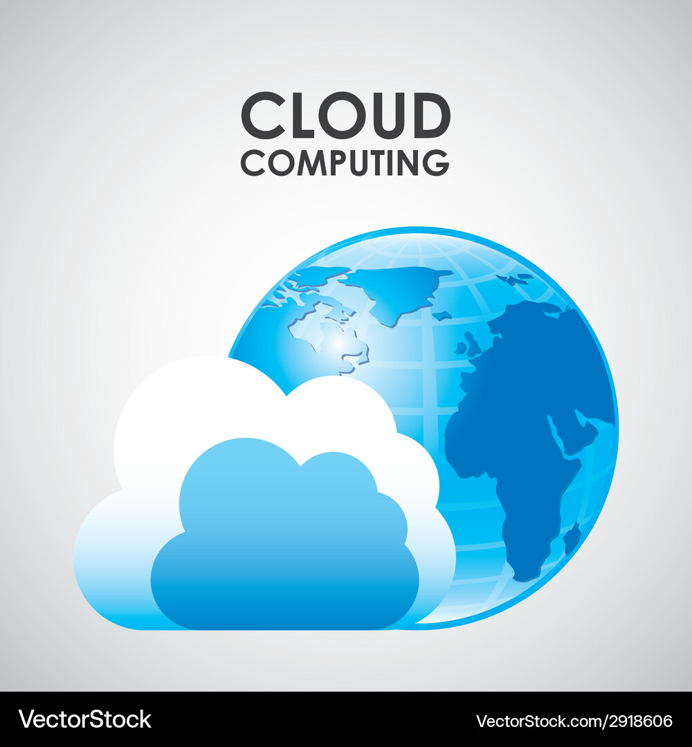 Cloud Computing über Hintergrund Vektorbild