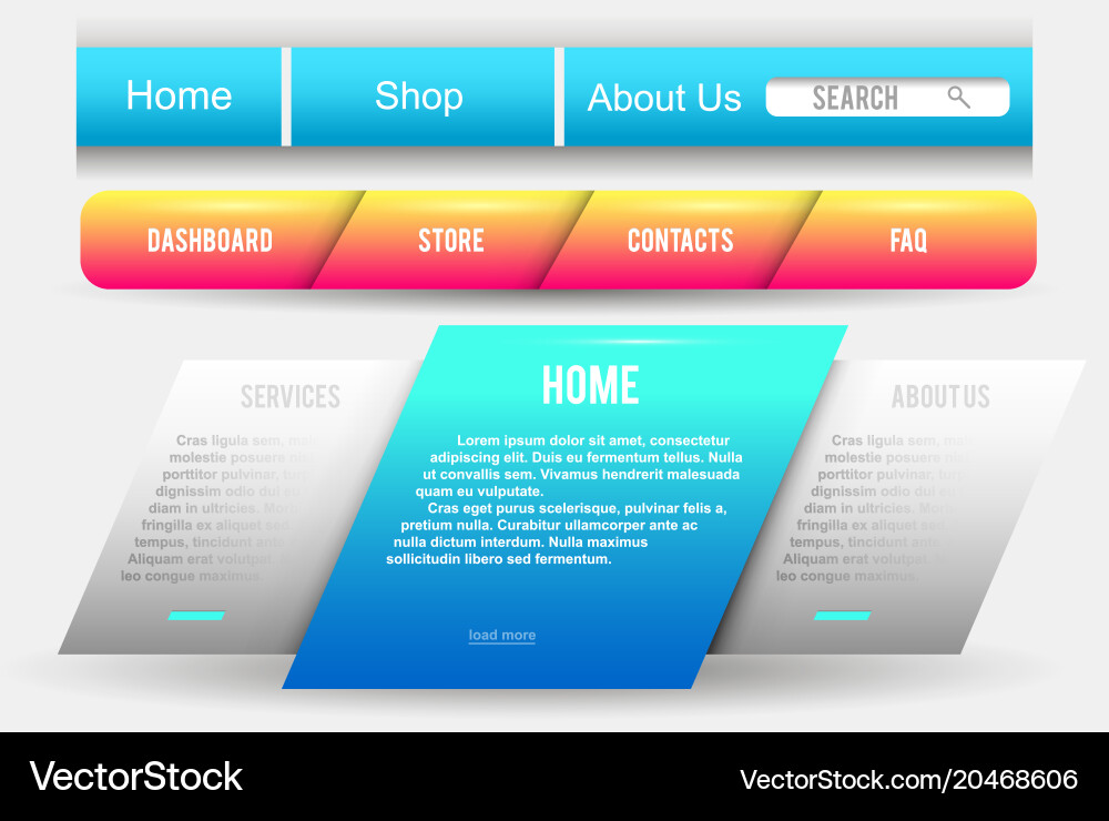 Collection of web buttons elements set vector image