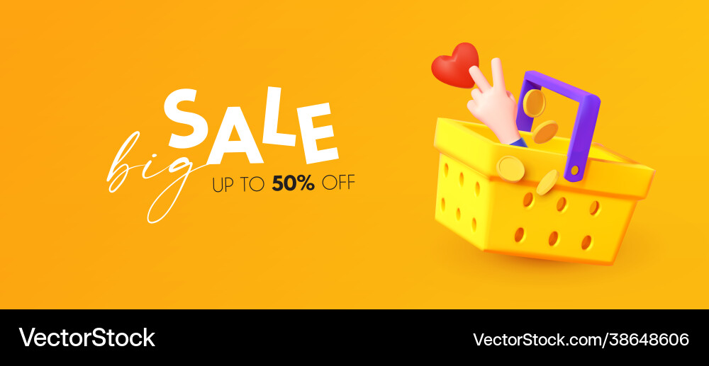 Cool sale design template with shopping bascet vector image