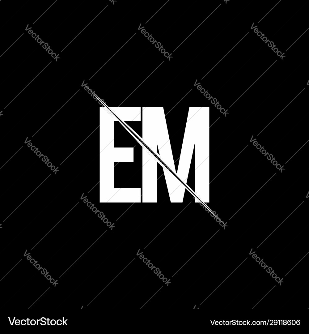 Em logo monogram with slash style design template Vector Image