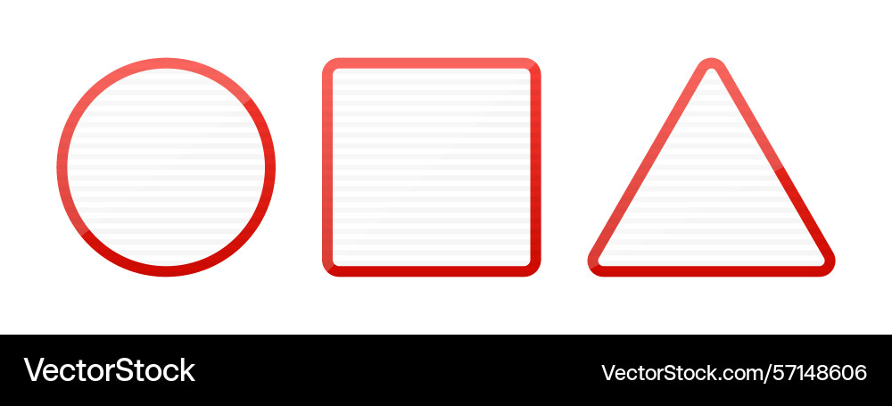 Geometric shapes red circle square and triangle Geometric shapes red circle square and triangle vector image