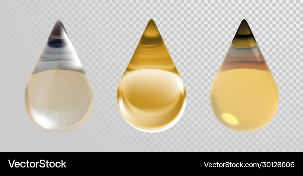 Gold oil drops isolated on transparent background Gold oil drops isolated on transparent background vector image