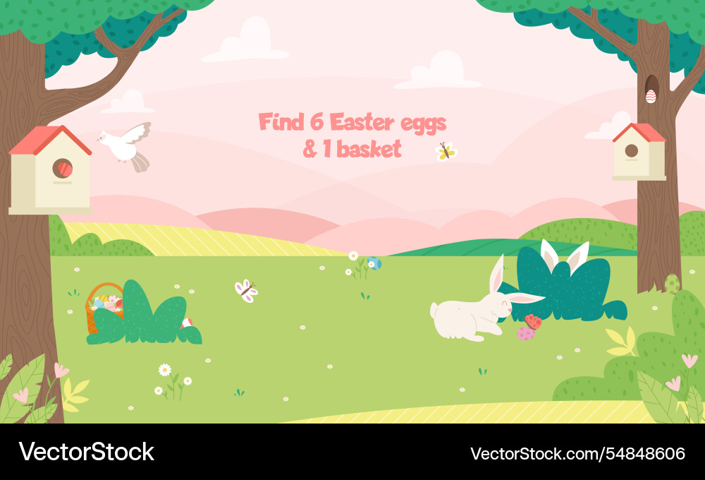 Hidden objects game easter location eggs hunt Vector Image