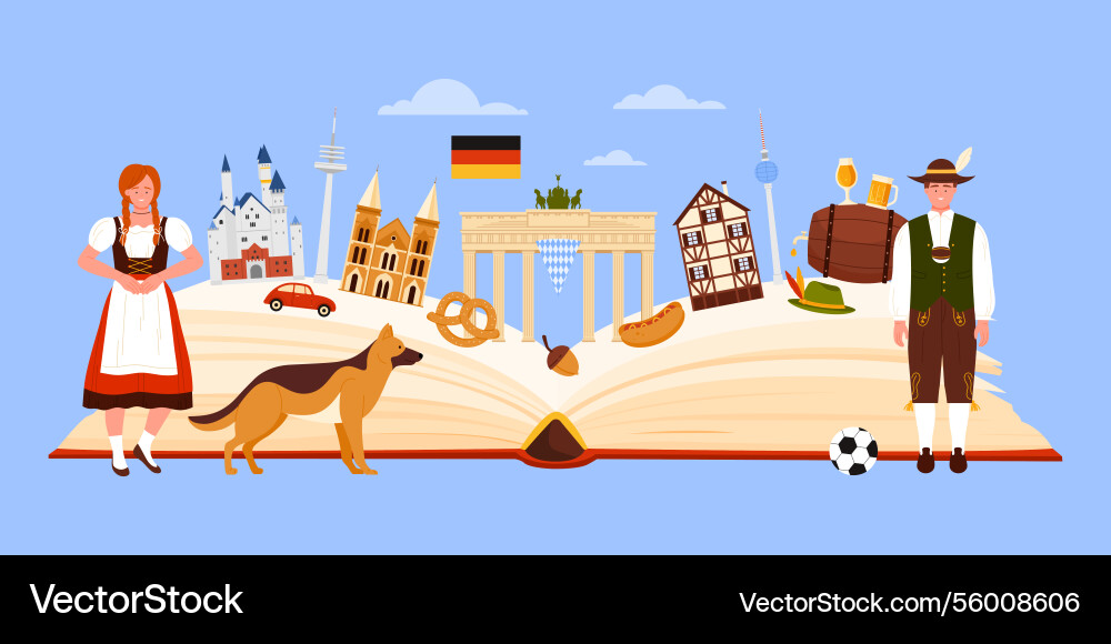 Kulturelemente von germanischen Wahrzeichen und Essen Kulturelemente von germanischen Wahrzeichen und Essen vektorbild