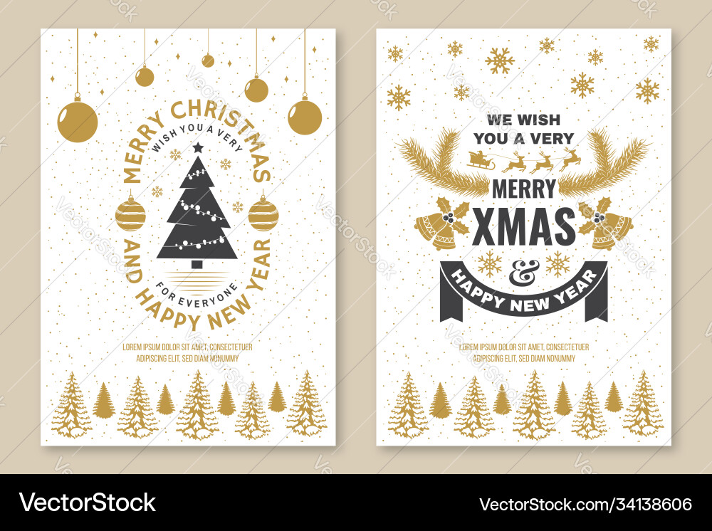 Merry christmas and happy new year poster flyer vector image