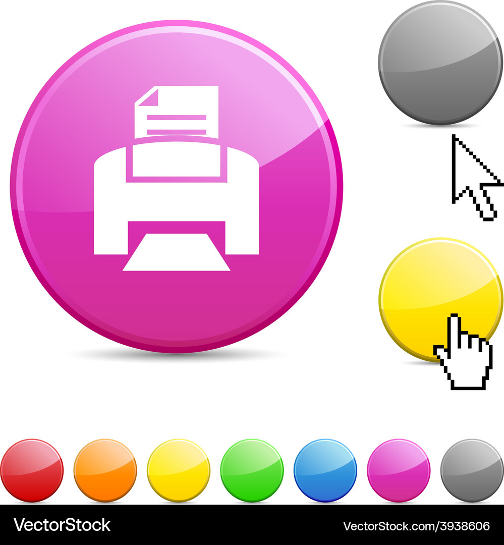 Print glossy button Vector Image