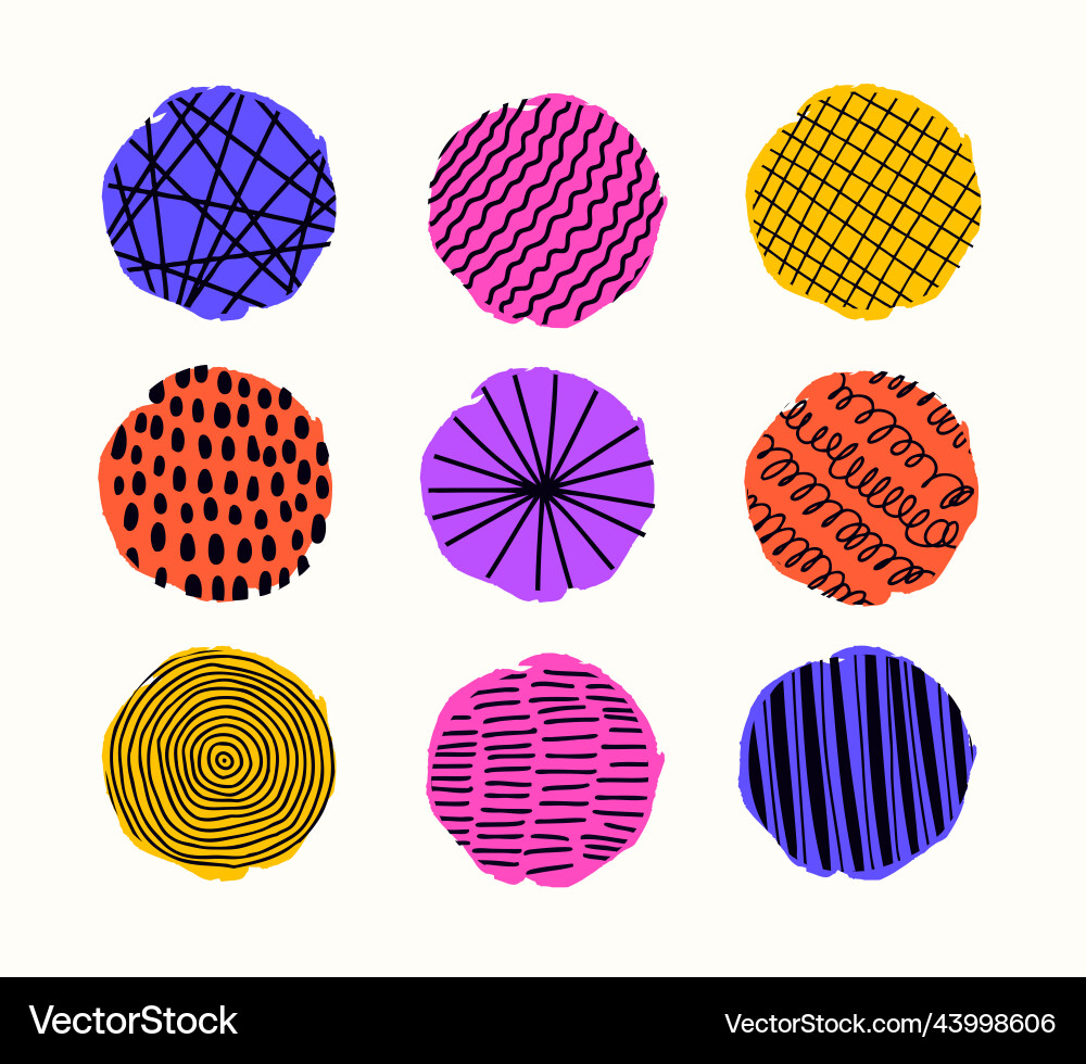 Set with round textured elements for posters vector image