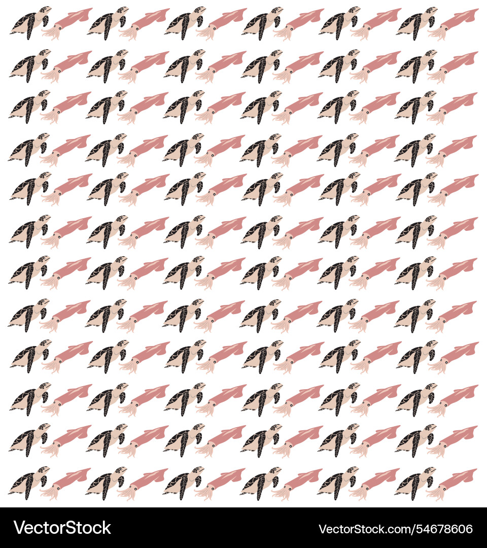 Turtle and squid as a pattern background Turtle and squid as a pattern background vector image