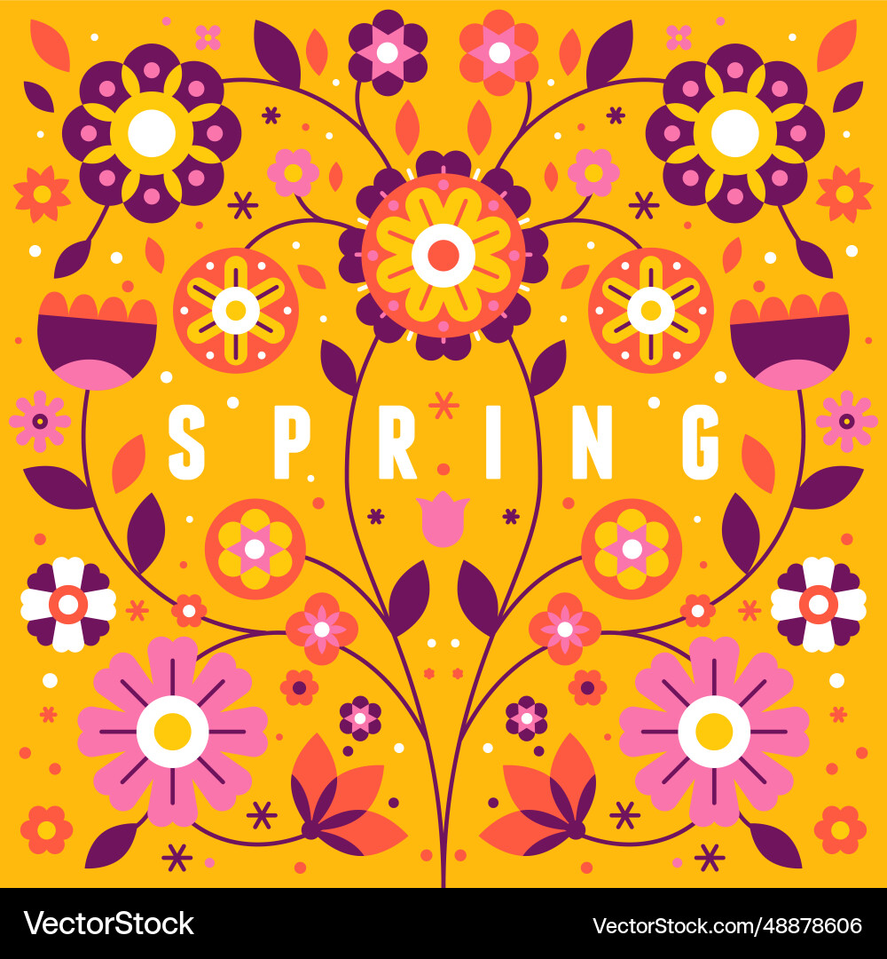 With text spring in simple flat geometric With text spring in simple flat geometric vector image