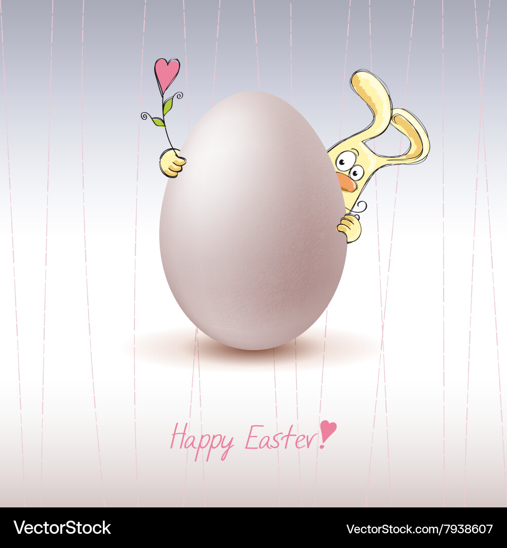 Cute Easter Chicken Egg with Bunny Royalty Free Vector Image