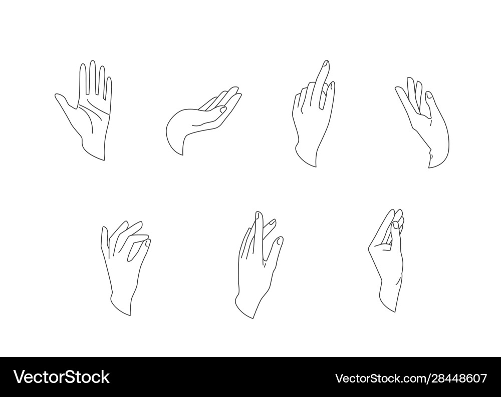 Flat Line Hand Gestures Set vector image