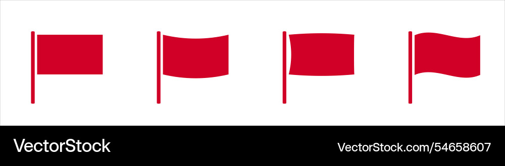 Four red flags in different positions vector image