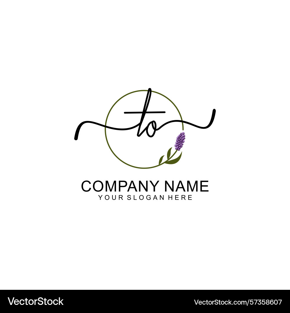 Handwritten to initial logo with circle Vector Image