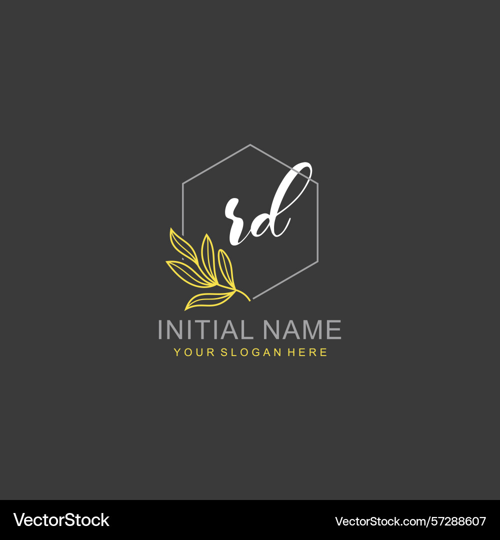 Rd initial logo templates with botanical elements Rd initial logo templates with botanical elements vector image