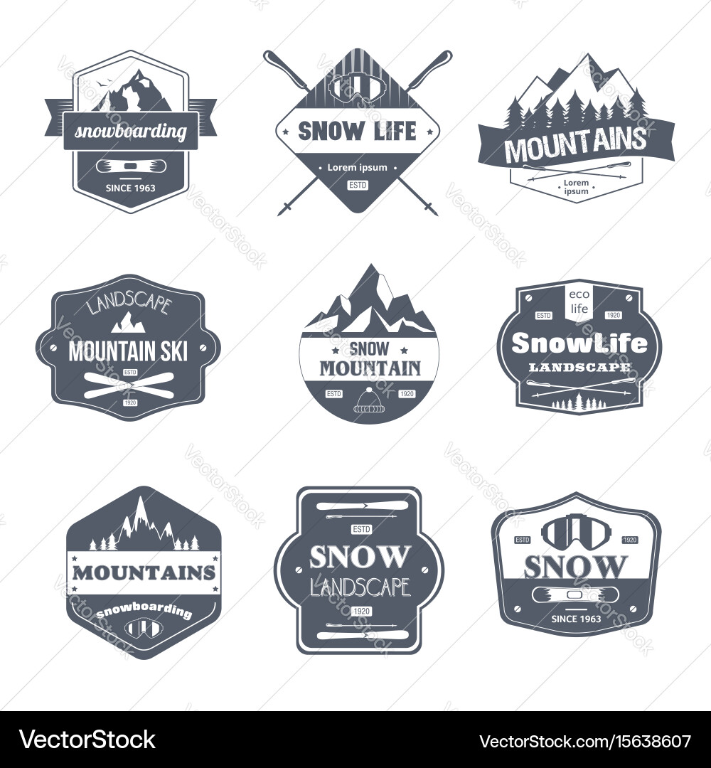 Retro Winter Sports Logos Vector Image