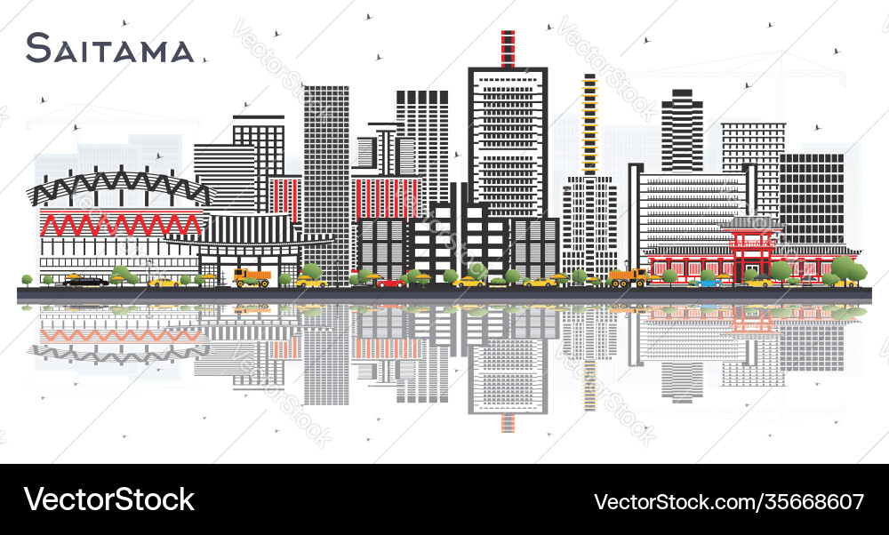 Saitama japan Stadt Skyline mit Farbbauten Saitama japan Stadt Skyline mit Farbbauten vektorbild