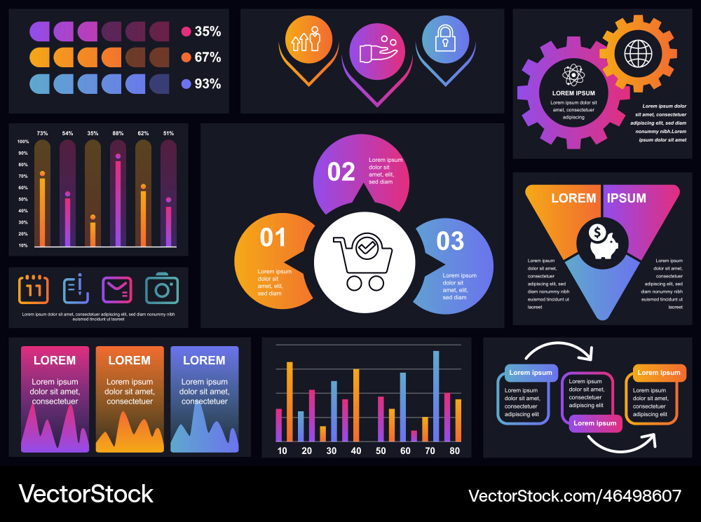 Set of infographic elements data visualization vector image