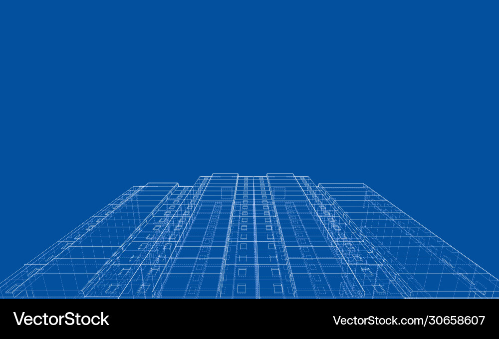 Wire-frame model a multi-storey building Wire-frame model a multi-storey building Vector Image