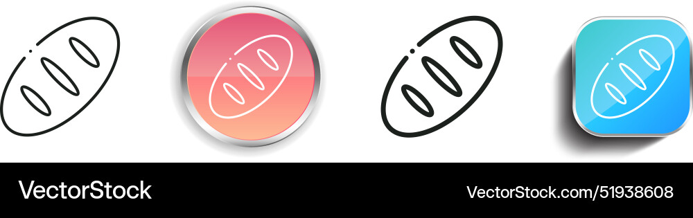 Bread icon thin linear regular and button style Bread icon thin linear regular and button style Vector Image