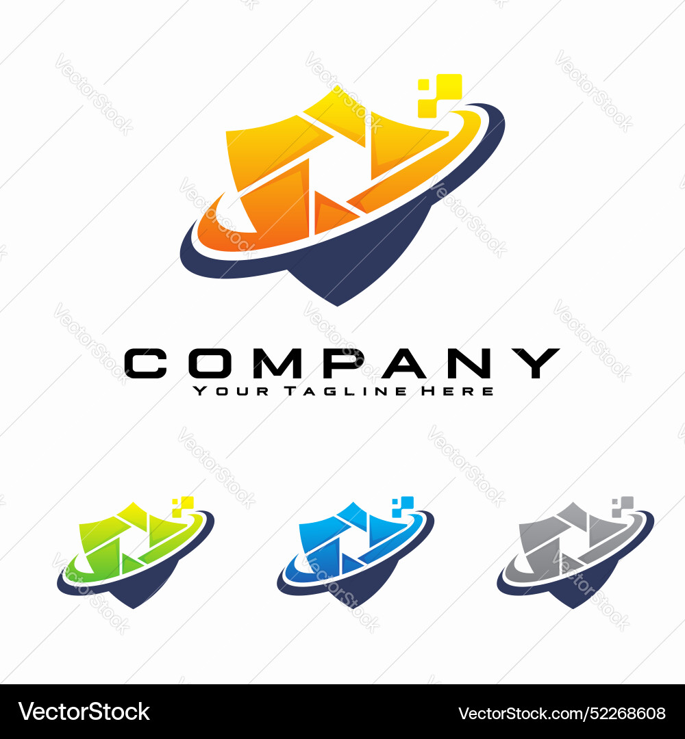 Camera shield logo element design template Vector Image