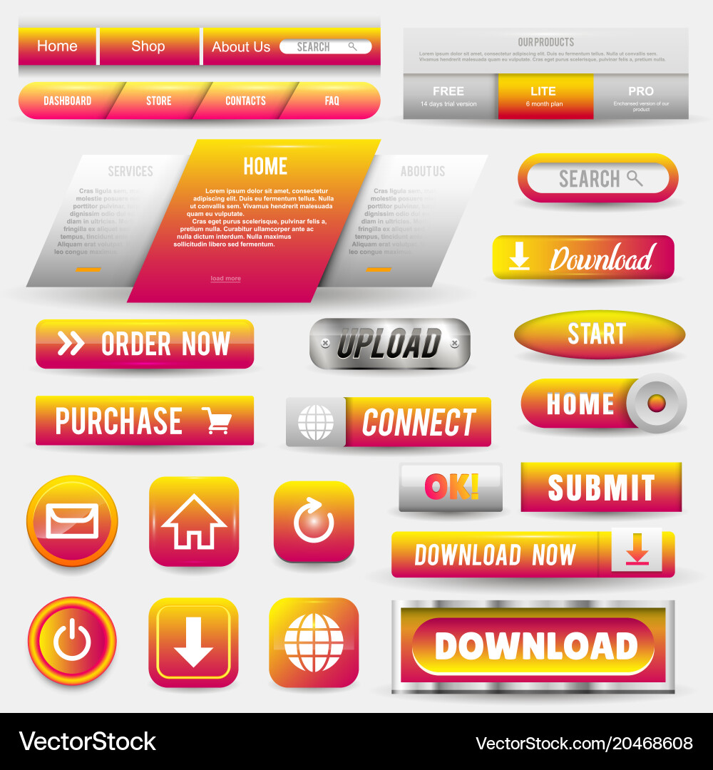 Collection of web buttons elements set vector image