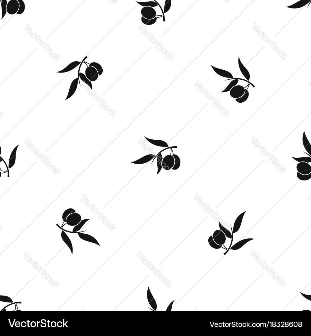 Olive tree branch with two olives pattern seamless vector image