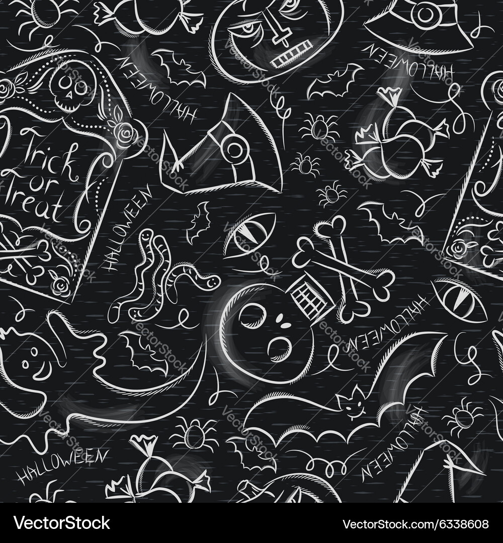 Seamless pattern with halloween objects on blackbo Vector Image