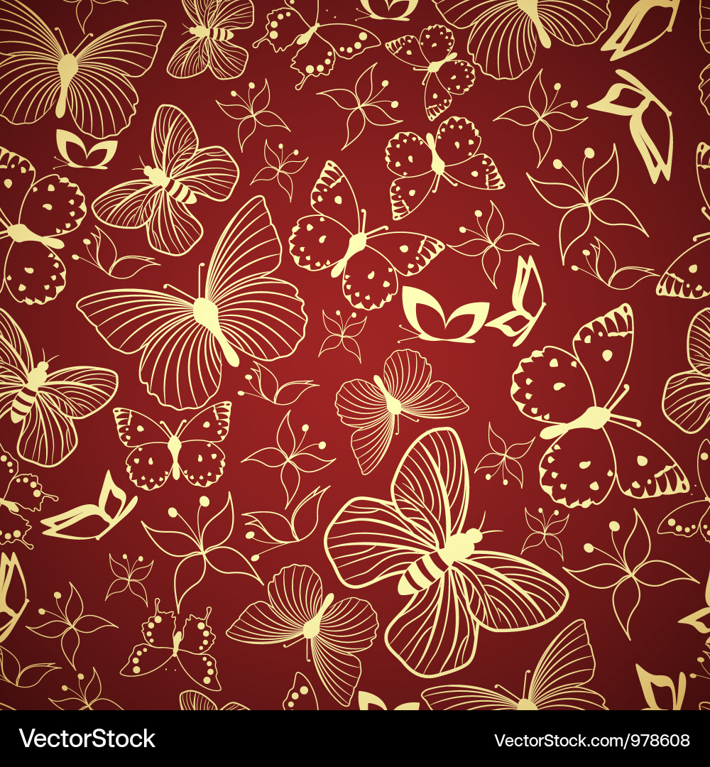Seamless pattern with stylized butterflies vector image