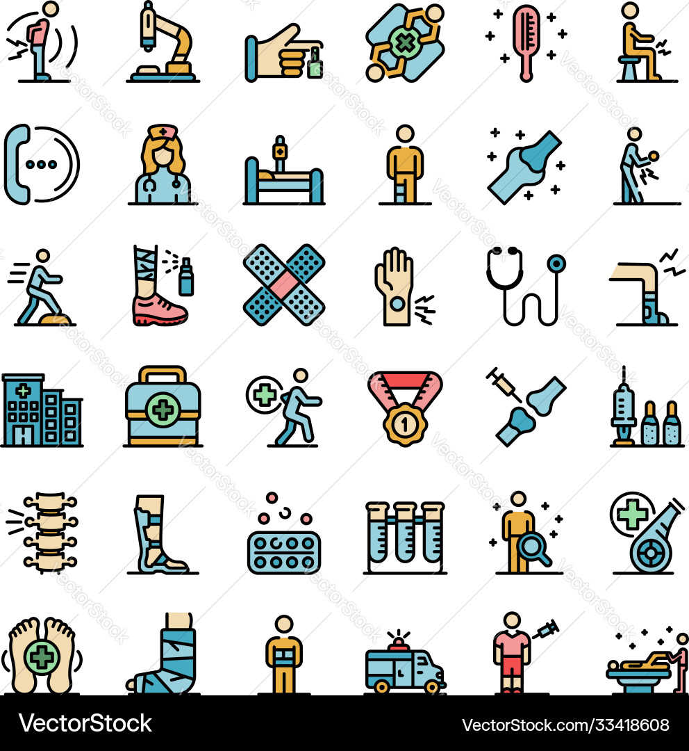 Sport Arzt-Icons setzen flach Sport Arzt-Icons setzen flach vektorbild