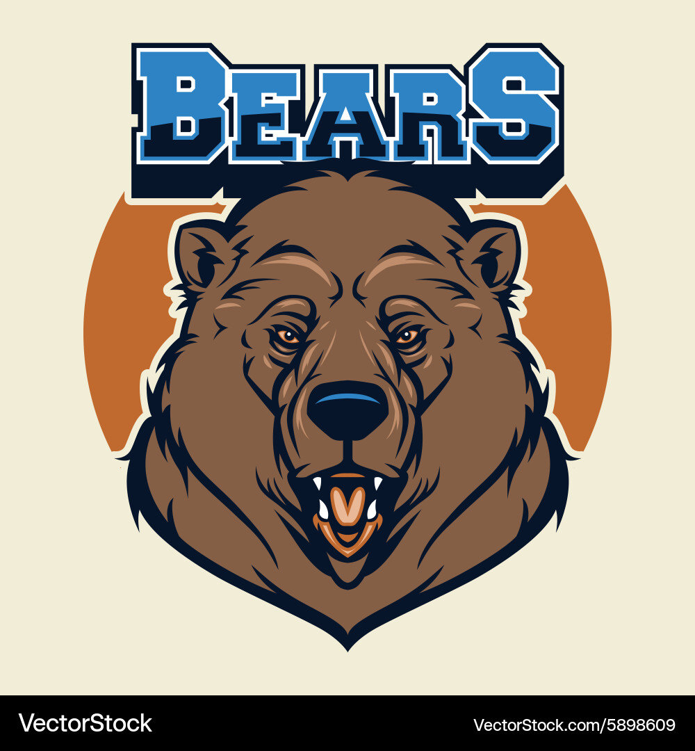 Aggressive Bear Head Mascot Vector Image