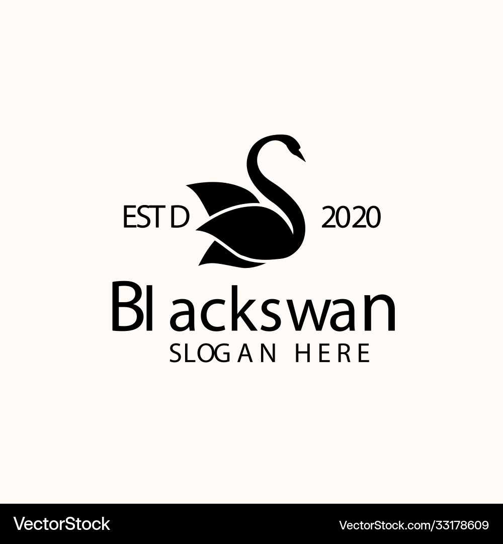 Elegant Black Swan Logo Vector Image