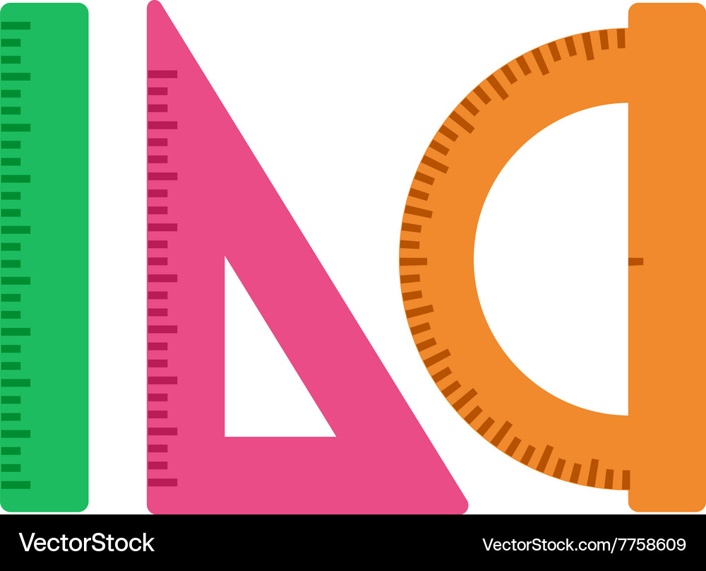 Geometry Tools - Ruler, Protractor, Triangle Vector Image