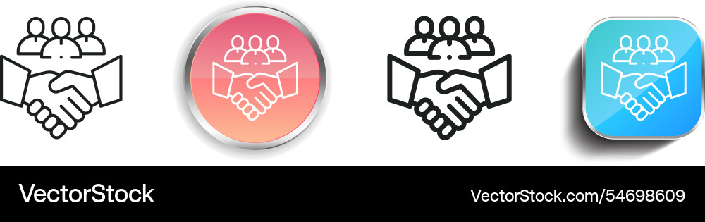 Handshake icon thin linear regular and button vector image