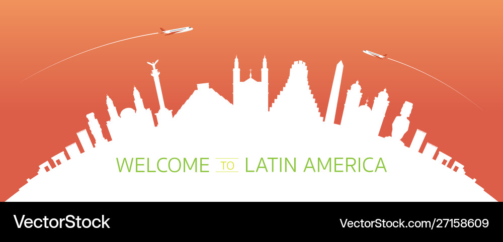 Latin america skyline kurve marken silhouette Latin america skyline kurve marken silhouette vektorbild
