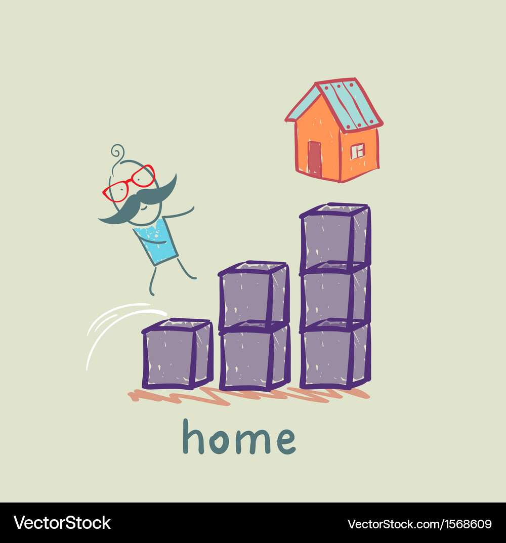 Man running on schedule up to the house Vector Image