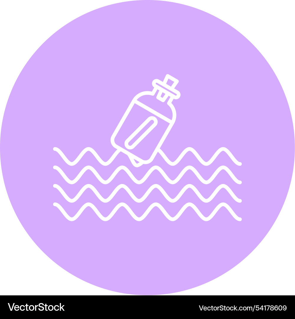 Message in a bottle line circle icon Vector Image