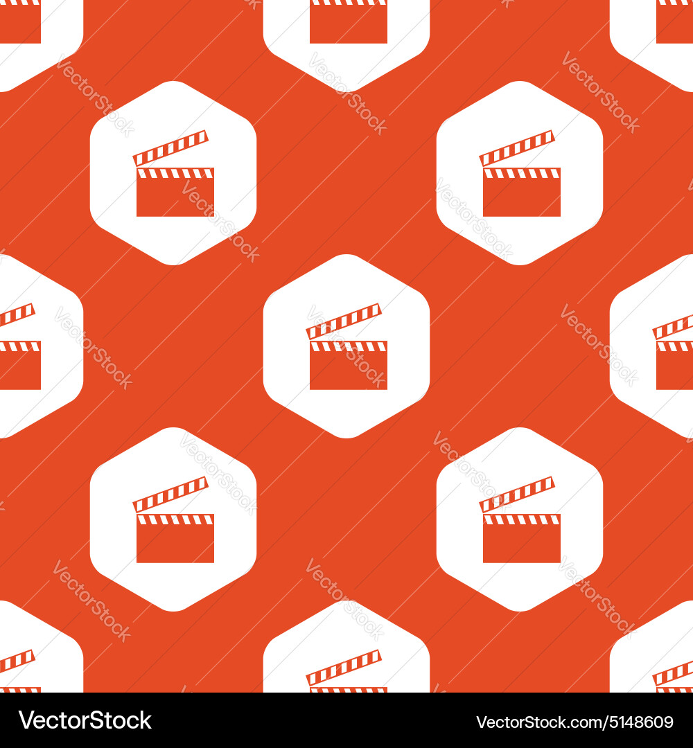 Orange hexagon clapperboard pattern vector image