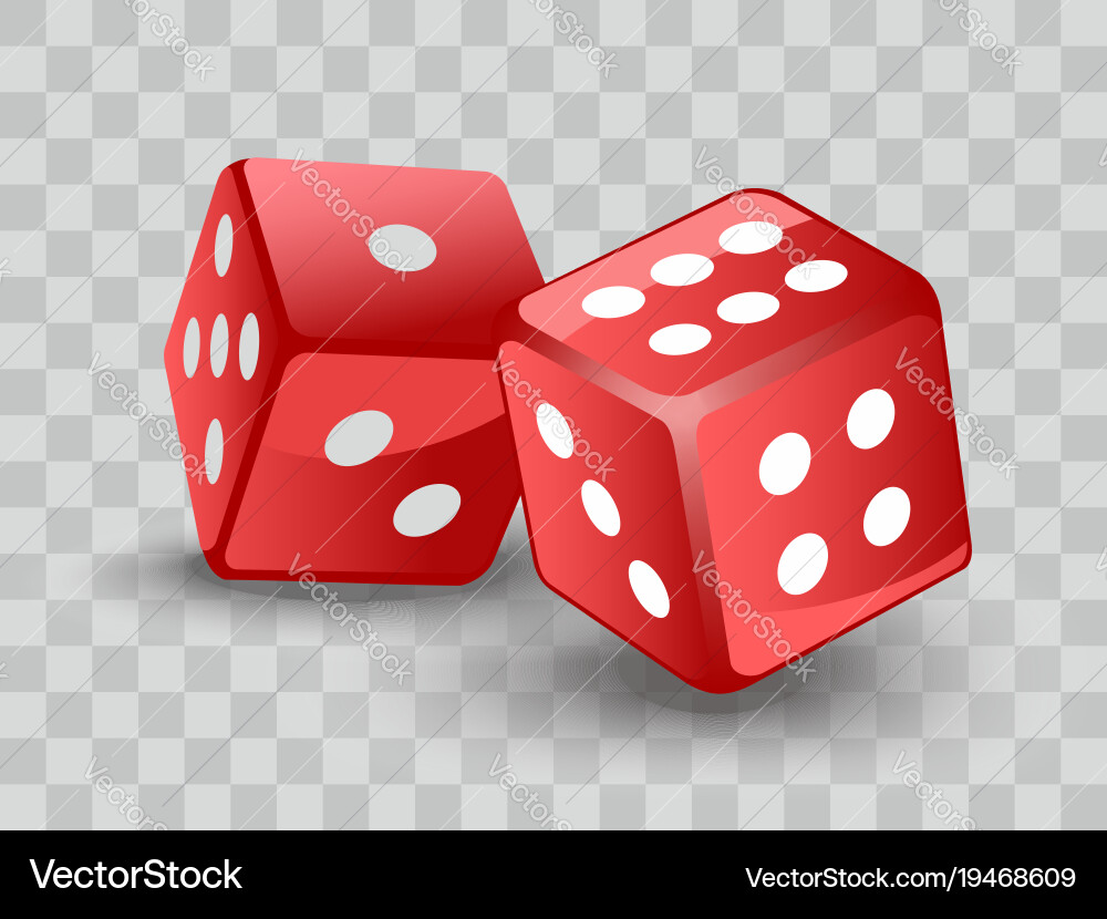 Red Dice Set on Transparent Background vector image