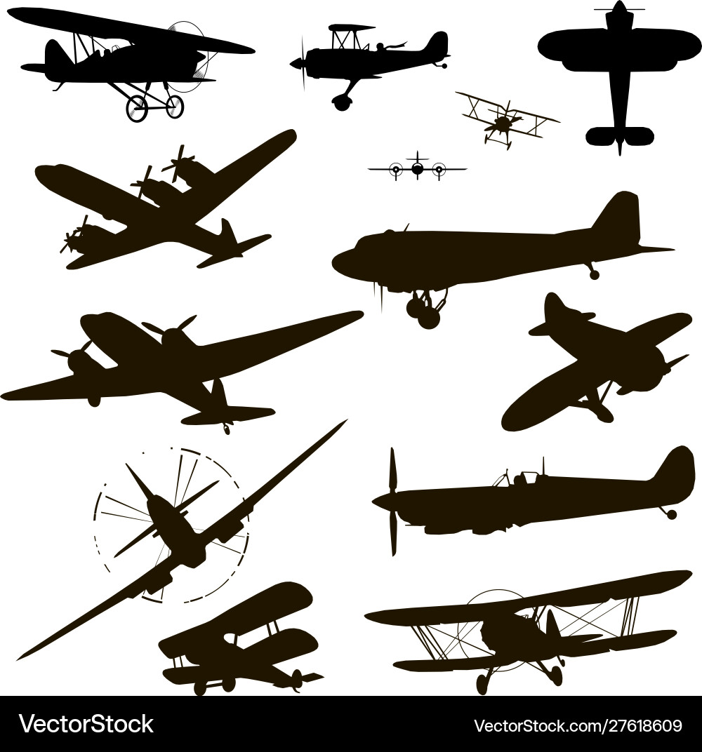 Retro plane silhouette for logo black on white Retro plane silhouette for logo black on white vector image