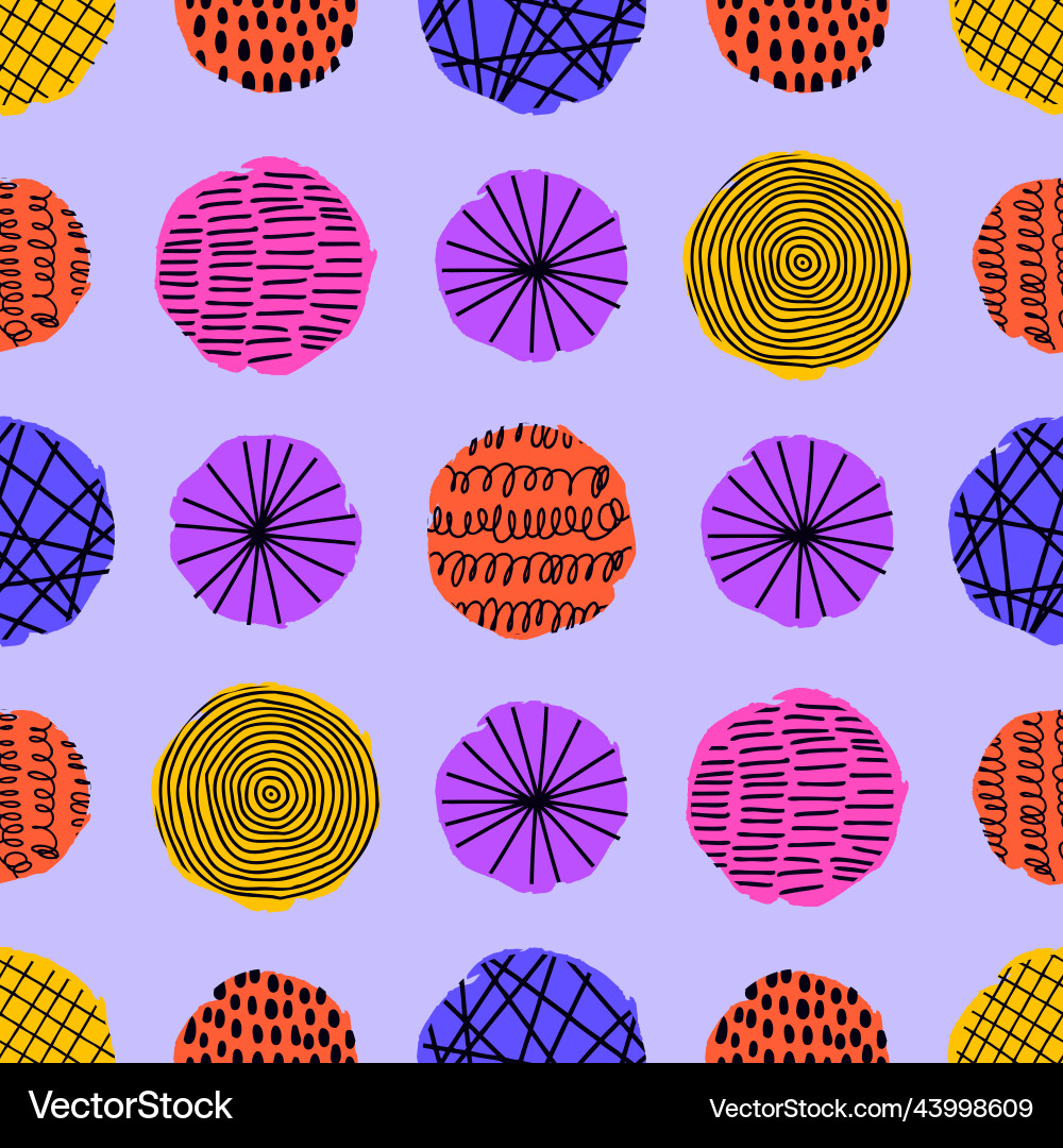 Seamless pattern with round textured elements vector image