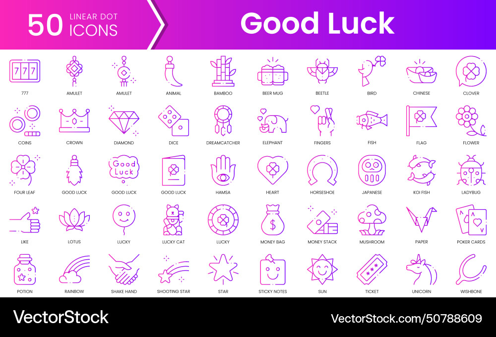 Set of good luck icons gradient style icon bundle Set of good luck icons gradient style icon bundle vector image