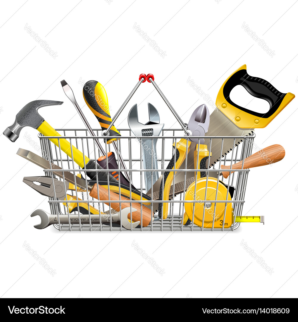 Tool Basket with Instruments vector image