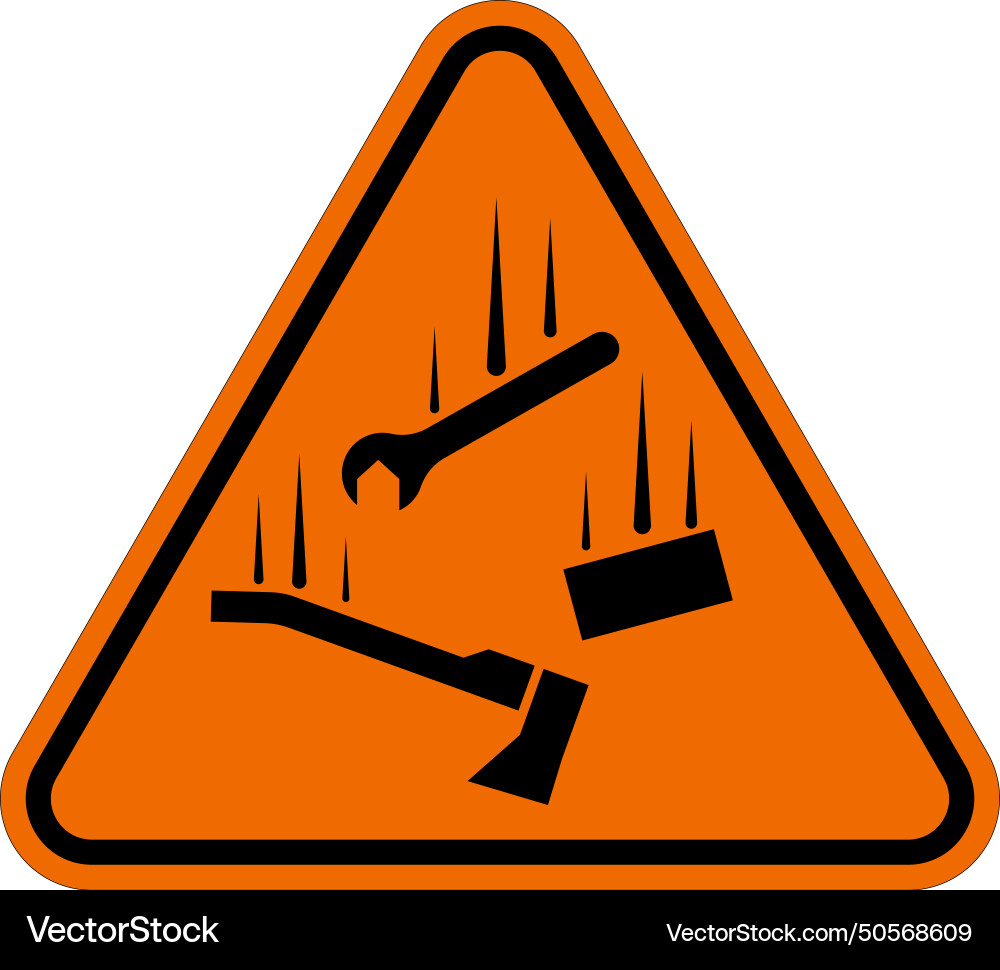 Warning sign falling materials symbol Royalty Free Vector
