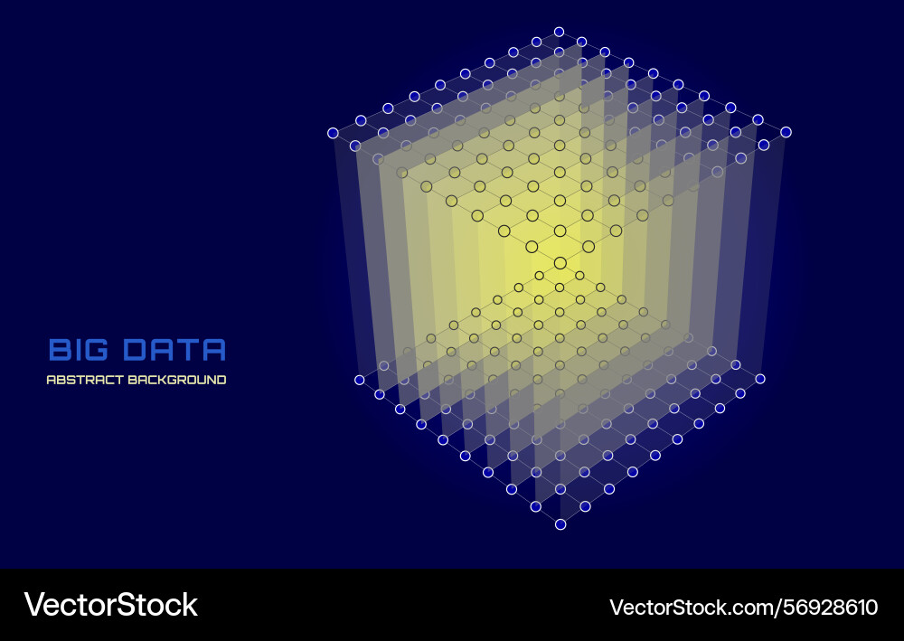 Abstract 3d grid cube from dots and lines Vector Image