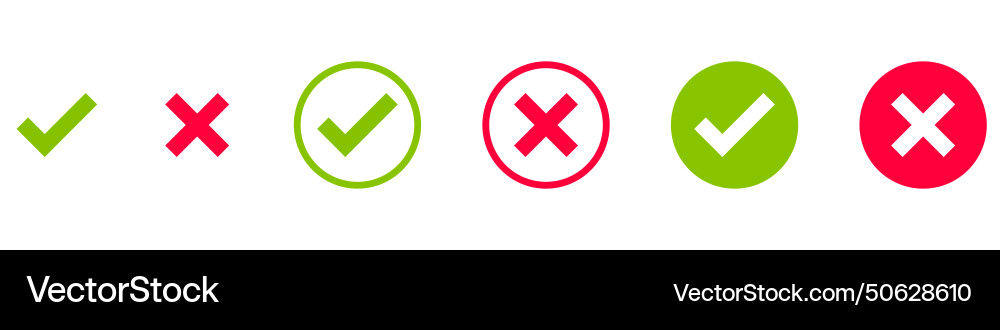 Check mark and x set icon simple web buttons Check mark and x set icon simple web buttons vector image