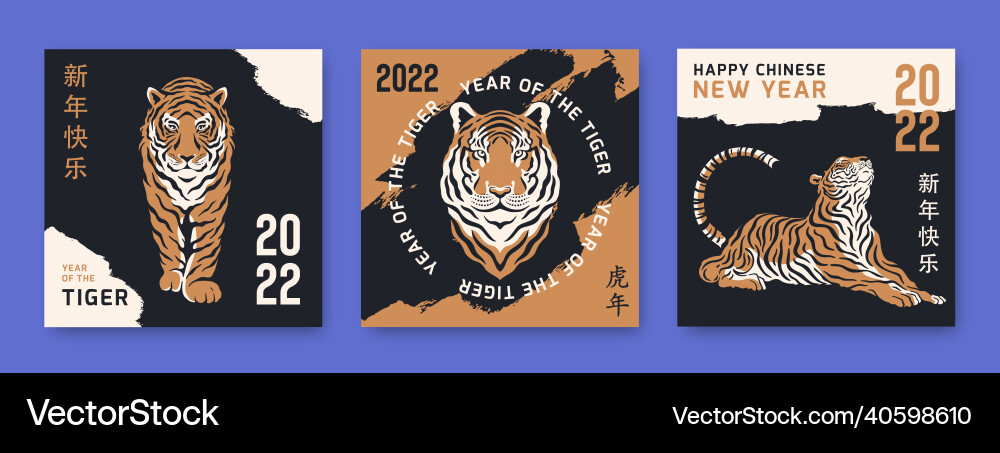 Chinesisches neues Jahr 2022 mit Tigersymbolen Chinesisches neues Jahr 2022 mit Tigersymbolen vektorbild