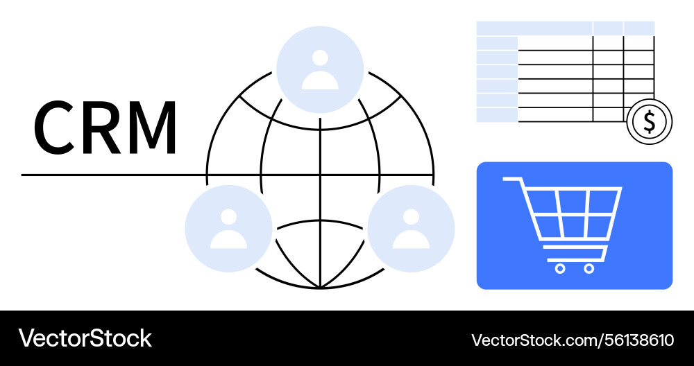 Crm system integration with global users Crm system integration with global users vector image